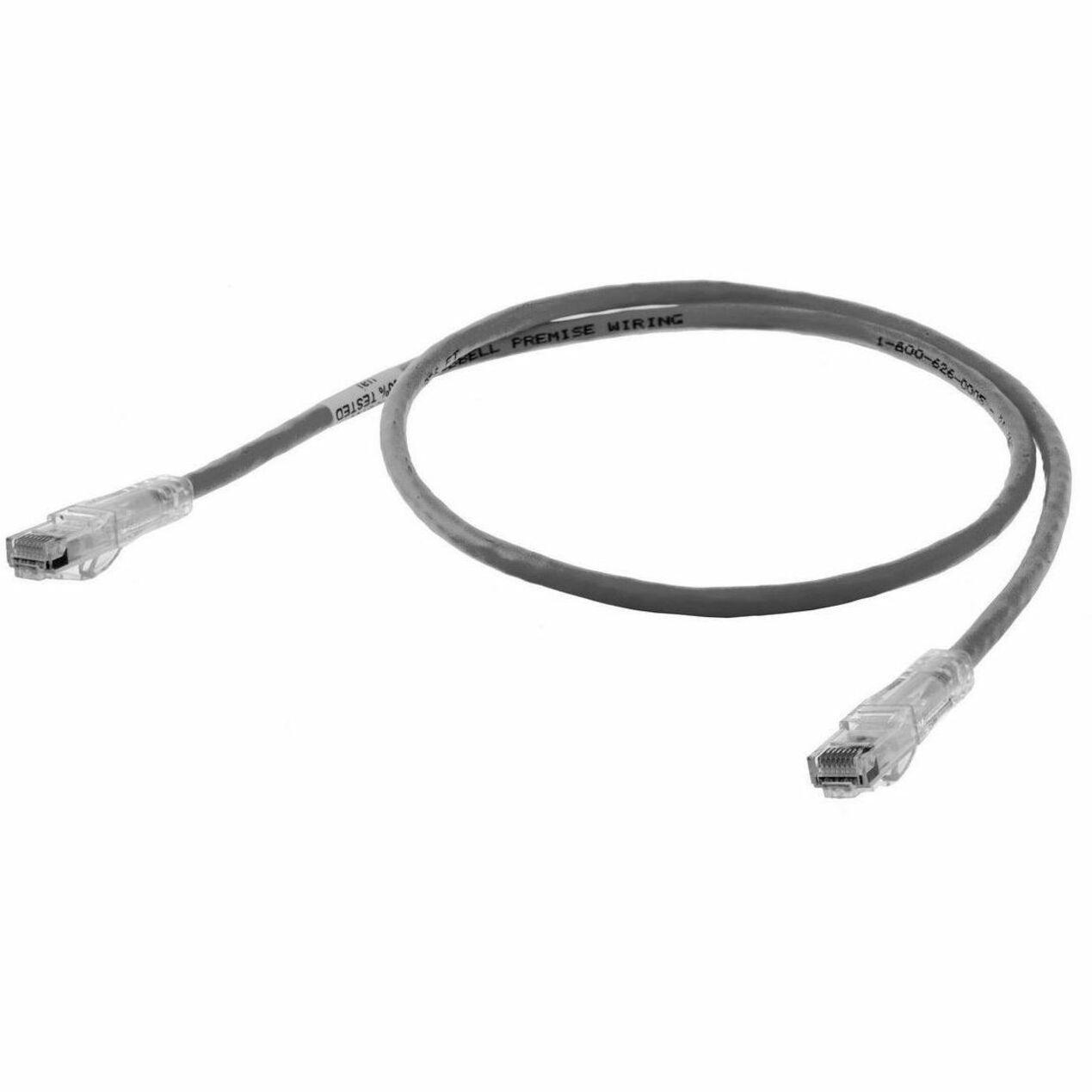 Hubbell Patch Cord, Speed Gain, Cat6, Slim, Gray, 7' (HC6GY07)