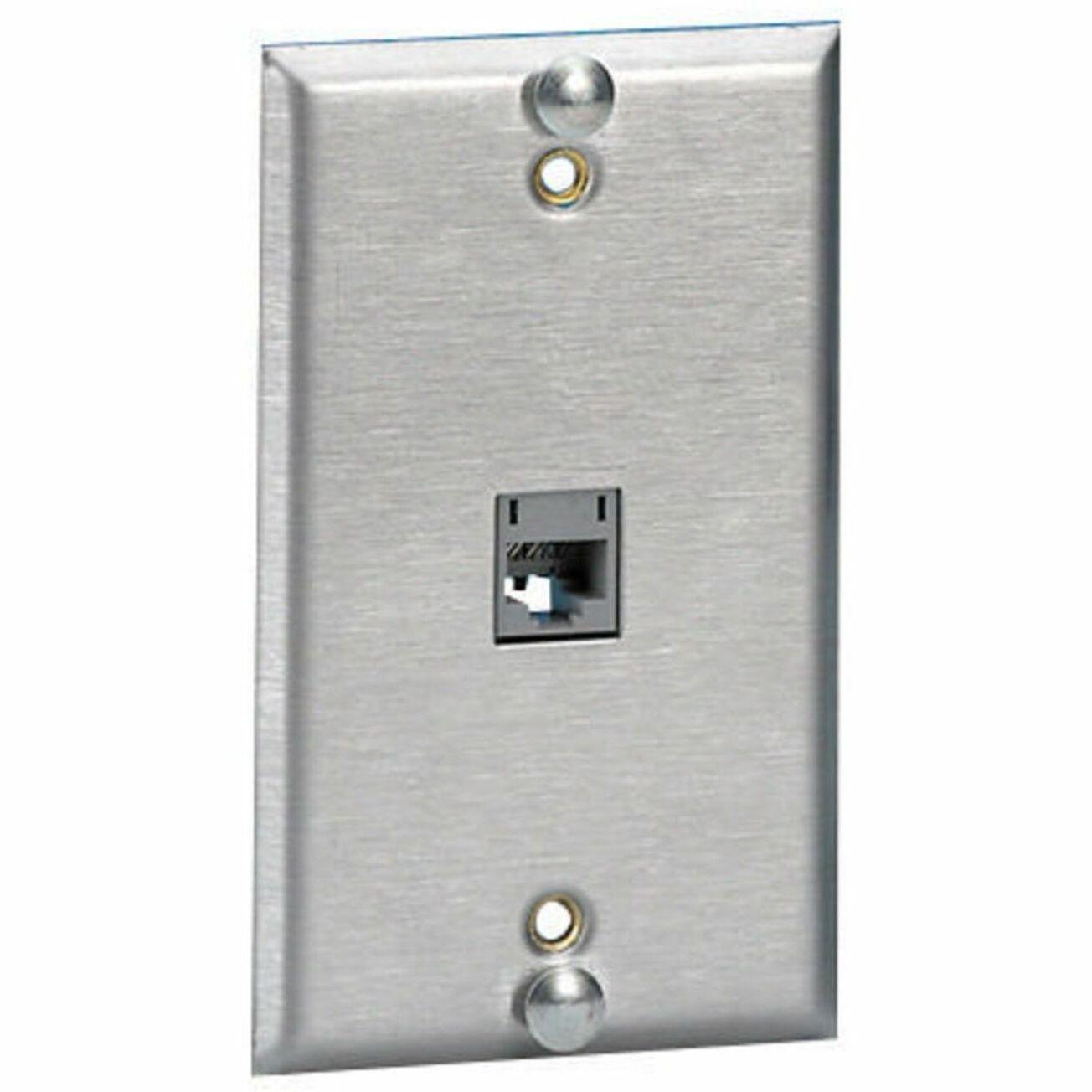 Hubbell Premise Wiring Hubbell P630S1G Plate Wallphone, 1-Gang, 1-Port, Flush Mount, Stainless