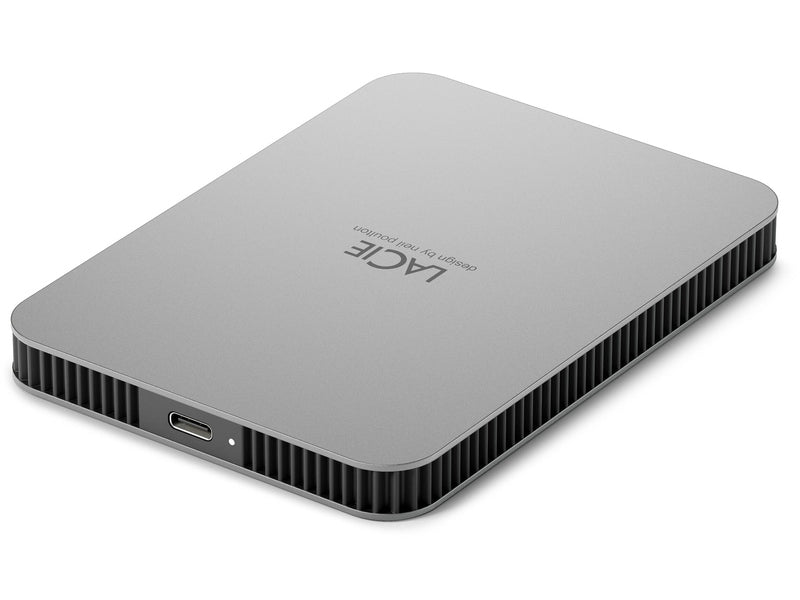 Lacie Mobile Drive V2 External Portable 1TB USB-C Moon Silver 3Yr