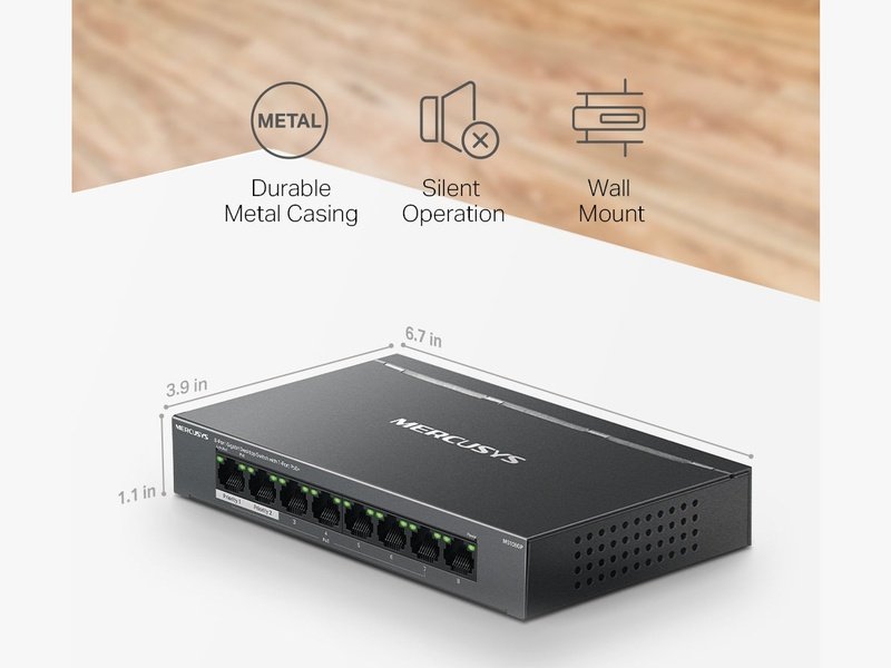 Mercusys 7-Port PoE+ 65W Gigabit Desktop Switch with RJ45 ports