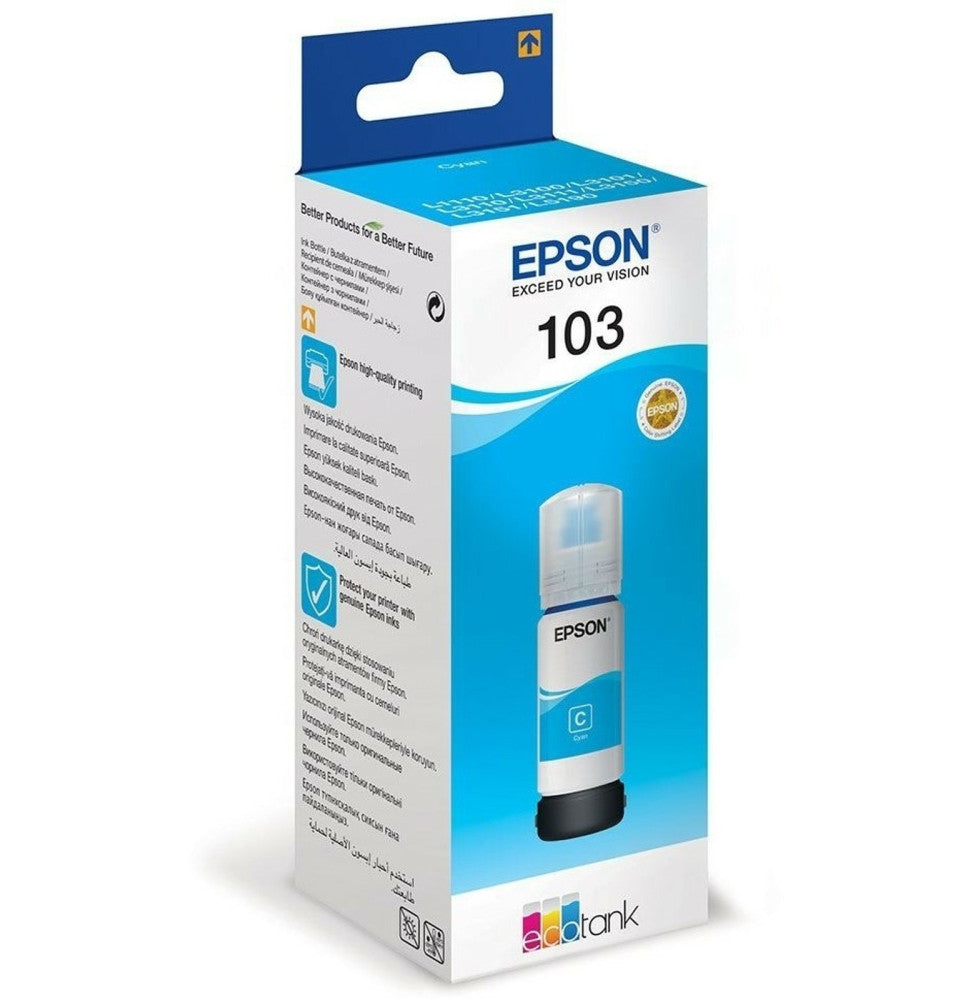 Epson 103 Cyan - Bouteille d'encre Epson EcoTank d'origine (C13T00S24A)