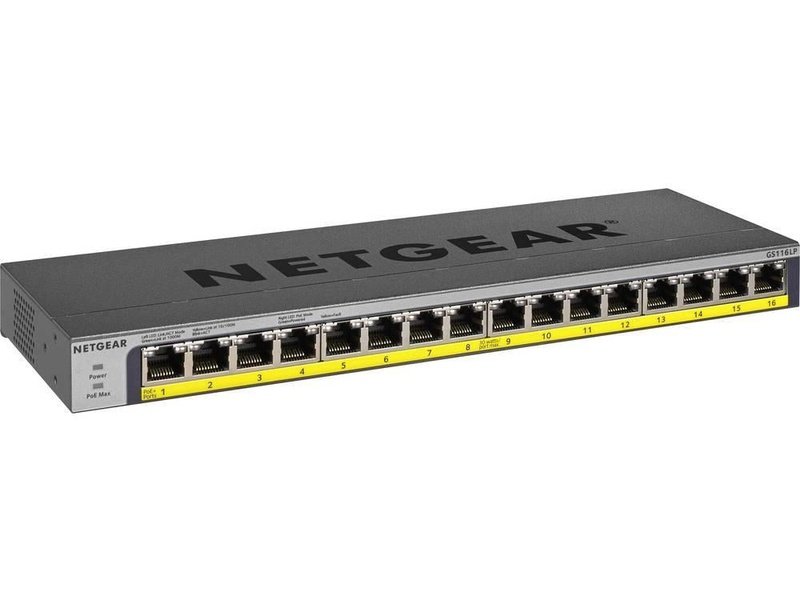 Netgear GS116LP 16-Port Gigabit Unmanaged PoE+ Switch with FlexPoE (76W)