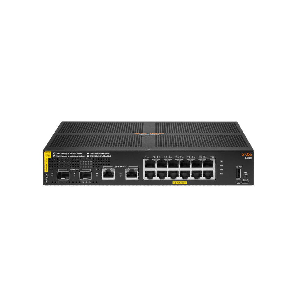 Switch Aruba 6000 12G Classe 4 PoE 2G/2SFP 139 W (R8N89A)