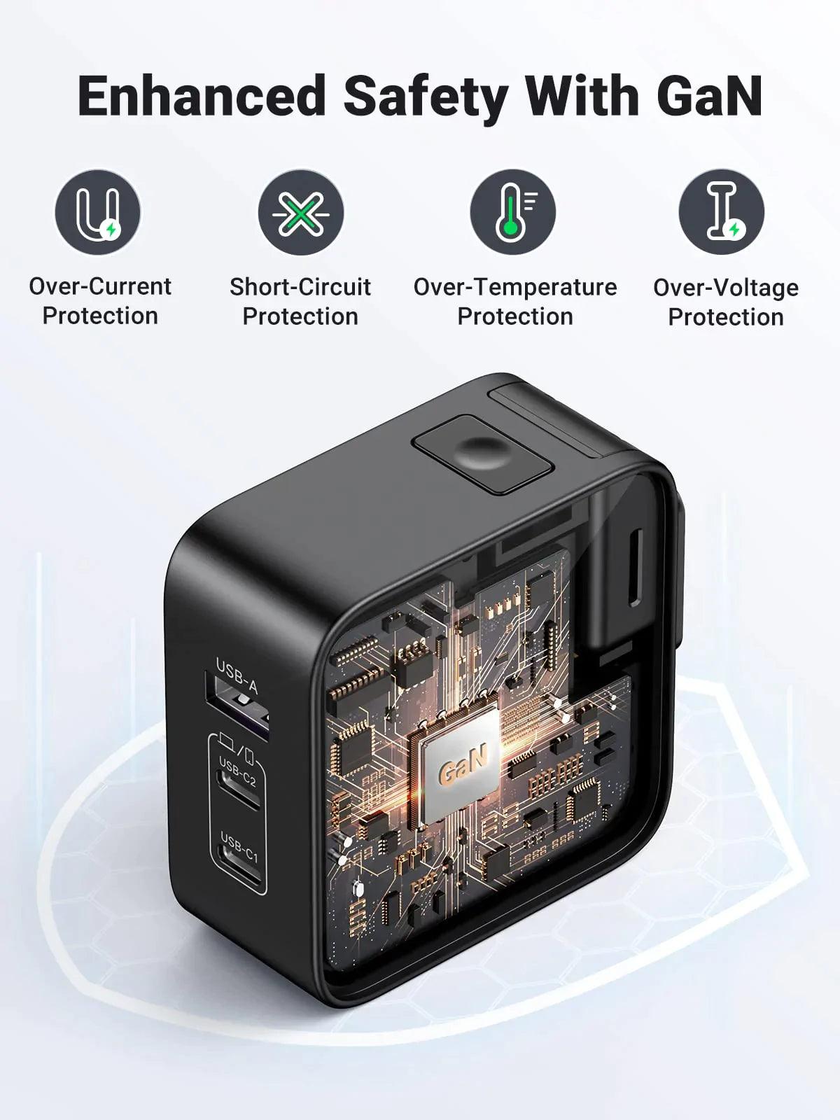 UGREEN 65W USB C Charger US/UK/EU Plug for Travel - ADYASTORE casablanca maroc