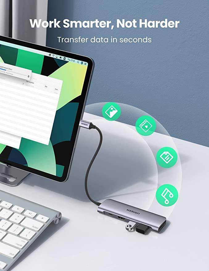 UGREEN USB C Hub HDMI 6-IN-1 Type C Hub - ADYASTORE casablanca maroc