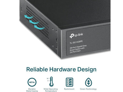 TP-Link TL-SG1428PE 24-Port PoE+ 250W Gigabit Easy Smart Switch with 2 SFP Slots