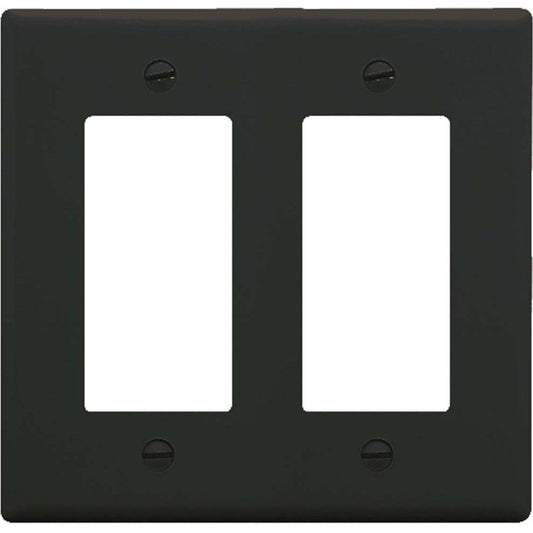 ICC Decorex Faceplate - 2-gang - Black - Plastic (IC107DFDBK)