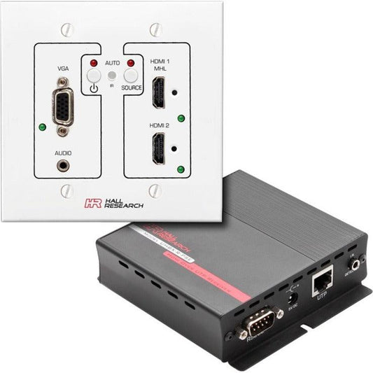 Hall Research VGA HDMI MHL AUTO-SWITCHING WALL-PLATE SENDER & BOX RECEIVER KT (UHBX-SW3)