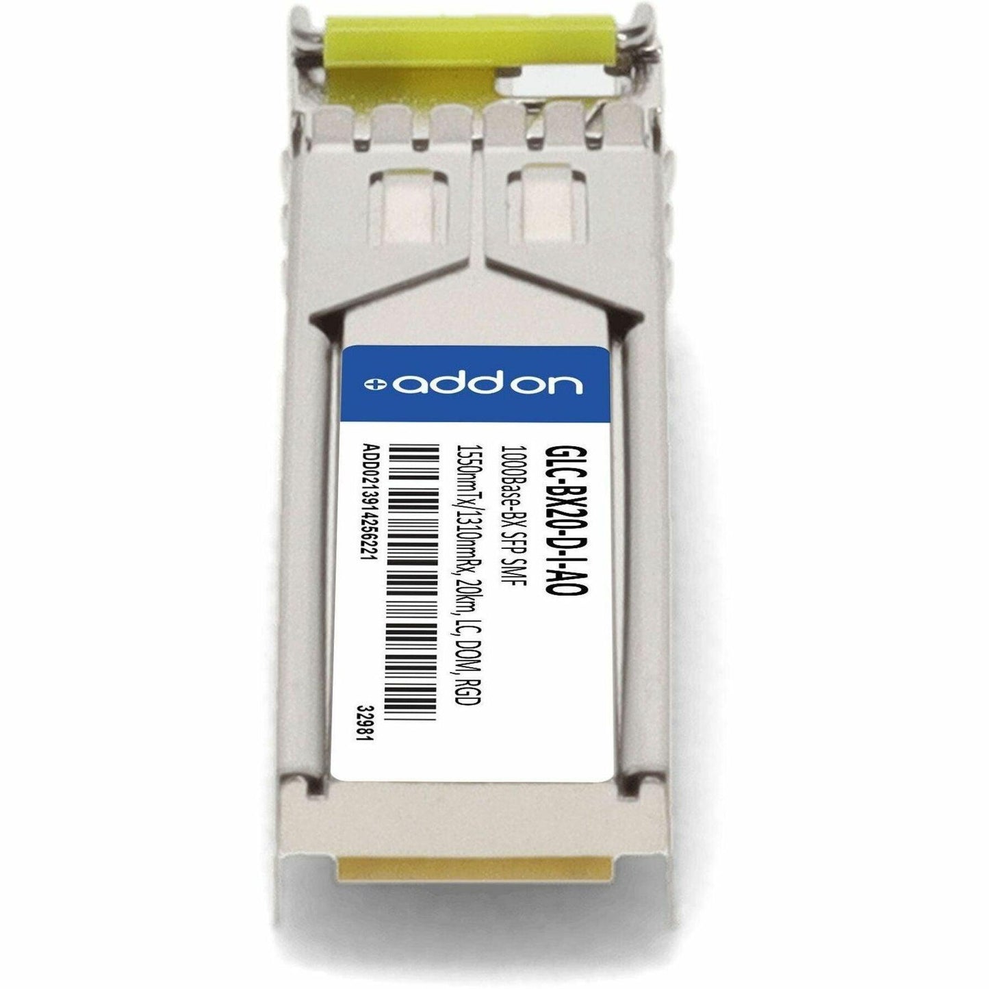 AddOn Cisco GLC-BX20-D-I Compatible TAA Compliant 1000Base-BX SFP Transceiver (SMF, 1550nmTx/1310nmRx, 20km, LC, DOM) (GLC-BX20-D-I-AO)