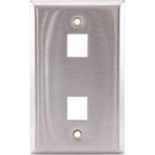 Hubbell SSF12 Wall Plate, SS, 1-Gang, 2-Port