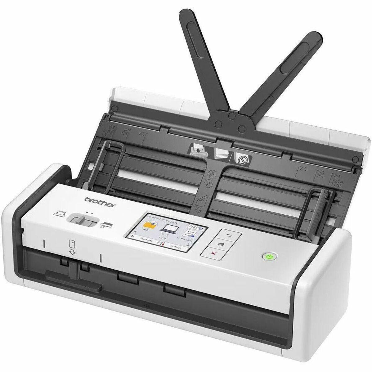 Versatility and productivity combine in the powerful Brother ADS-1800W Compact Desktop Scanner. Scan quickly and easily with wireless connectivity, 2.8" touchscreen and single-pass double-sided scanning. (ADS1800W)