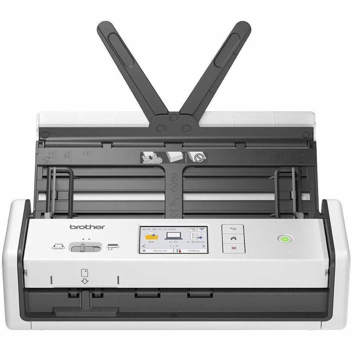 Versatility and productivity combine in the powerful Brother ADS-1800W Compact Desktop Scanner. Scan quickly and easily with wireless connectivity, 2.8" touchscreen and single-pass double-sided scanning. (ADS1800W)