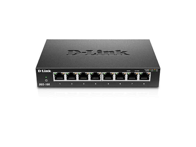 D-Link DGS-108 8-Port Gigabit Desktop Switch (Metal Housing)