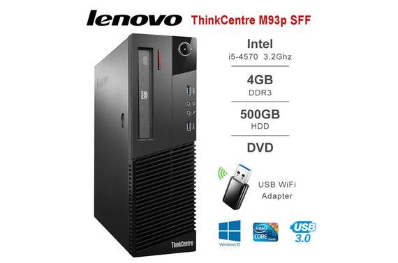 Lenovo ThinkCentre M93P (SFF) & Lenovo ThinkVision 22" (FHD) Monitor - COMBO - Intel Core i5-4570 Quad Core @ 3.6GHz (4th Gen) / 16GB RAM / 256GB SSD / Wi-Fi, Key & Mouse, USB 3.0, VGA, DisplayPort, 1Gb Eth, Win 10 Pro - 1 Year Warranty