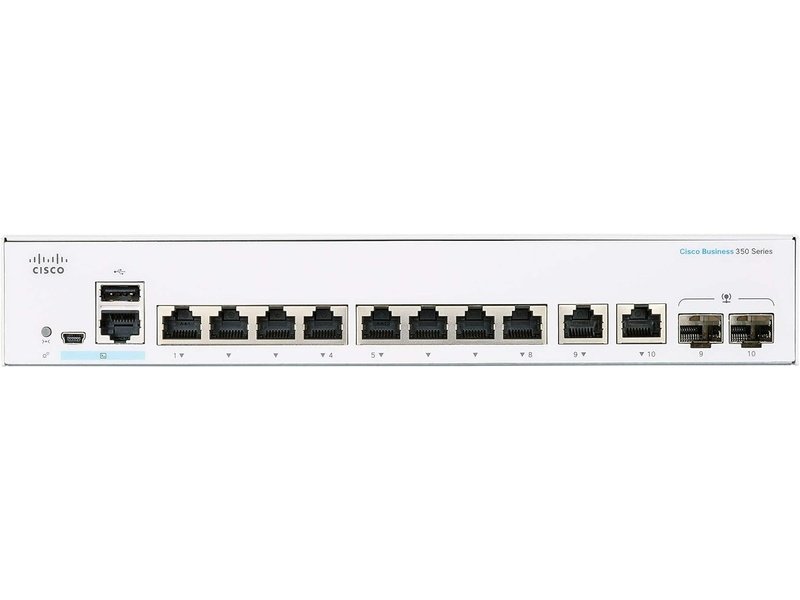 Cisco CBS350-8T-E-2G-AU CBS350 8-Port Managed Gigabit Switch, GE, EXT PS, 2X1G SFP
