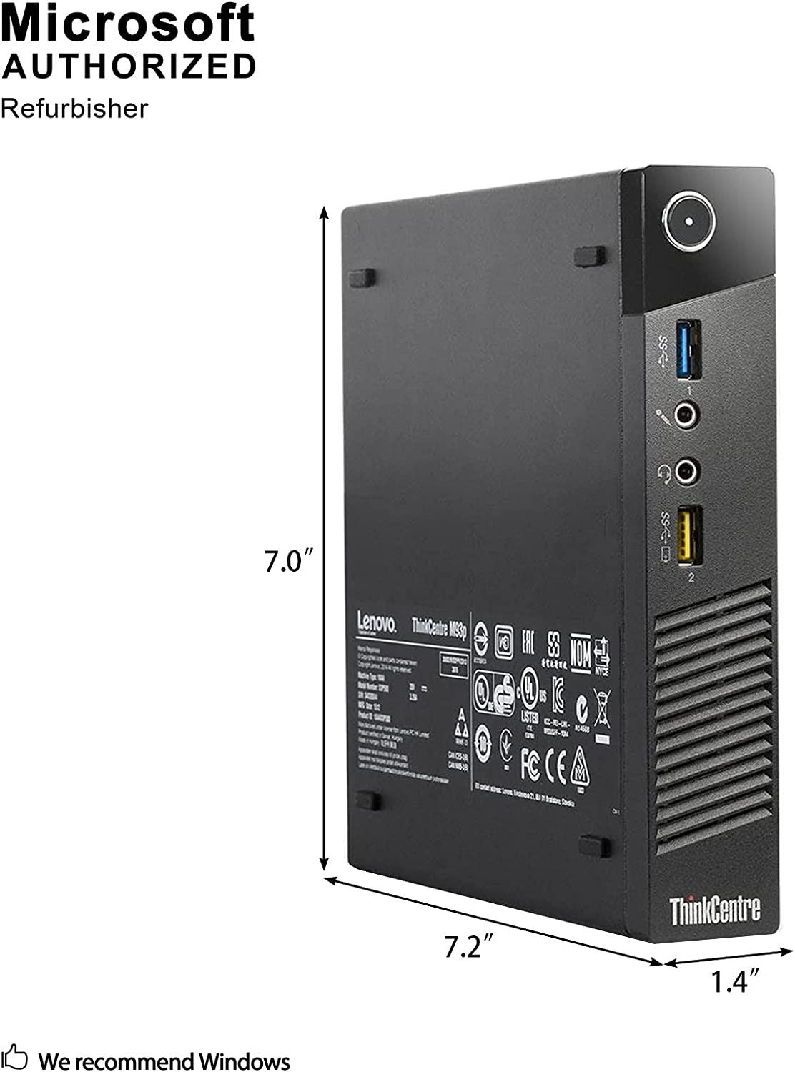 Lenovo ThinkCentre M93P (USFF) Tiny Desktop PC & Monitor (BUNDLE) | Lenovo 24-inch Monitor (FHD) | Intel Core i5-4590T (Quad-Core) up to 3.6GHz | 16GB RAM | 256GB SSD | WIFI | Keyboard and Mouse | Windows 10 Pro | VGA + DP | 1 Year Warranty