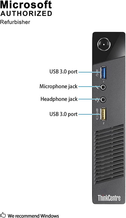 Lenovo ThinkCentre M93P (USFF) Tiny Desktop PC & Monitor (BUNDLE) | Lenovo 24-inch Monitor (FHD) | Intel Core i5-4590T (Quad-Core) up to 3.6GHz | 16GB RAM | 256GB SSD | WIFI | Keyboard and Mouse | Windows 10 Pro | VGA + DP | 1 Year Warranty