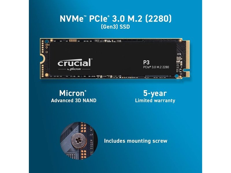 Crucial P3 4TB M.2 NVMe PCIe 3.0 SSD - CT4000P3SSD8