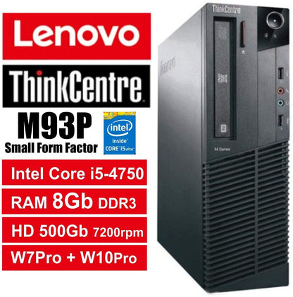 Lenovo ThinkCentre M93P (SFF) & Lenovo ThinkVision 22" (FHD) Monitor - COMBO - Intel Core i5-4570 Quad Core @ 3.6GHz (4th Gen) / 16GB RAM / 256GB SSD / Wi-Fi, Key & Mouse, USB 3.0, VGA, DisplayPort, 1Gb Eth, Win 10 Pro - 1 Year Warranty