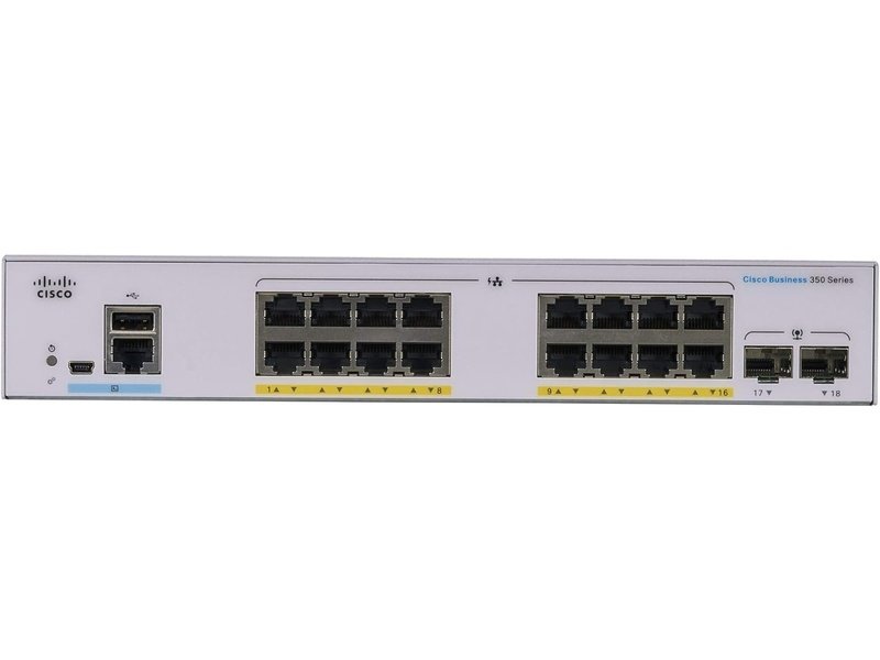 Cisco CBS350-16FP-2G CBS350 16-Port Gigabit PoE+ 240W Managed Switch w/ 2x1G SFP