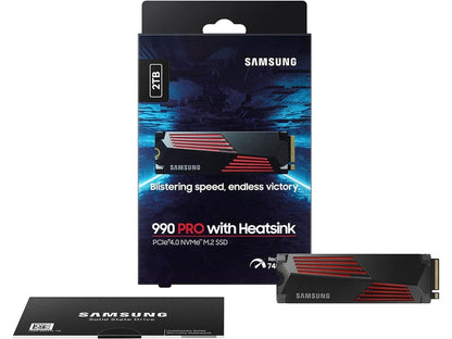 Samsung 990 Pro 2TB PCIe Gen4 M.2 2280 NVMe SSD with Heatsink (MZ-V9P2T0CW)