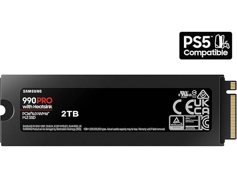 Samsung 990 Pro 2TB PCIe Gen4 M.2 2280 NVMe SSD with Heatsink (MZ-V9P2T0CW)