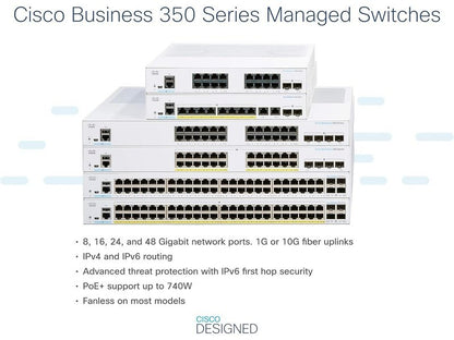 Cisco CBS350-48FP-4X-AU CBS350 48 Port PoE+ 740W Managed Gigabit Switch w/ 4x10G SFP+