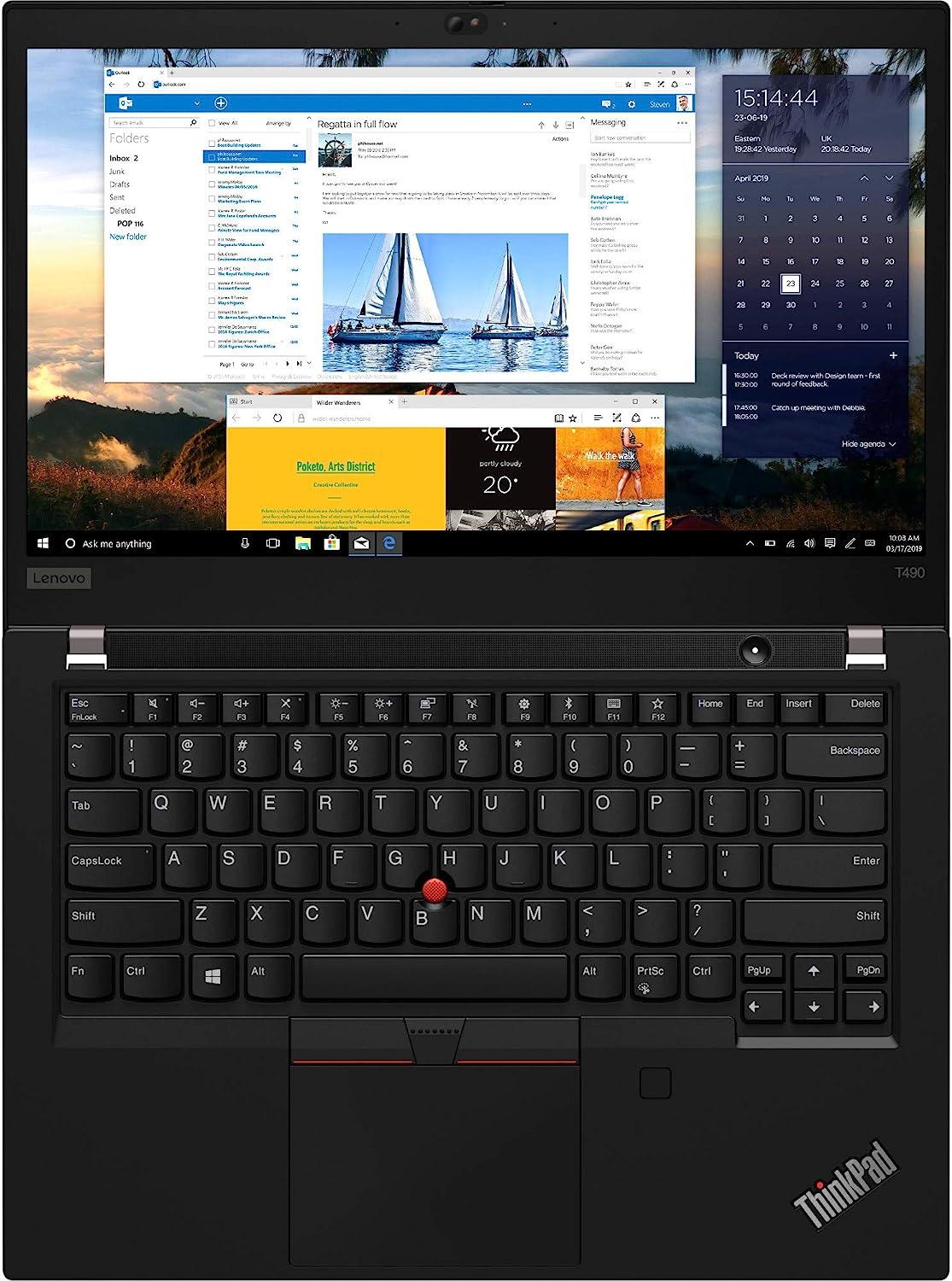 Lenovo ThinkPad T490 | 14" FHD IPS (1080p) | Intel Core i5-8365U (up to 3.90GHz) Quad-Core (8th Gen), 16GB RAM, 512GB NVMe SSD - Windows 11 Pro - UHD Graphics, USB-C (Thunderbolt), HDMI, Bluetooth - Certified Refurbished (Grade A) - 1 Year Warranty