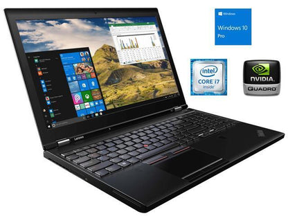 Lenovo ThinkPad P50 Mobile Workstation, 15.6" IPS FHD (1080p)  | Intel Quad Core i7-6700HQ @ 3.5Ghz (6th Gen), 32GB DDR4 RAM, 512GB (NVMe) SSD, NVIDIA Quadro 2GB Graphics, Bluetooth, HDMI - Windows 10, Grade A+ (Certified Refurbished ) - 1 Year Warranty