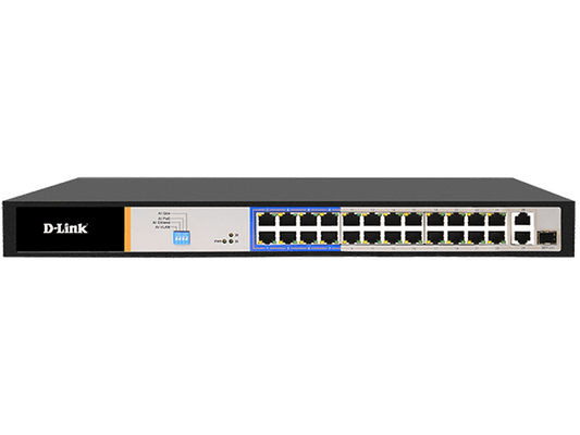 D-Link DES-F1026P-E 26-Port PoE 250W Unmanaged Switch with 24-Port PoE+ and 2x1G SFP/Uplink Ports