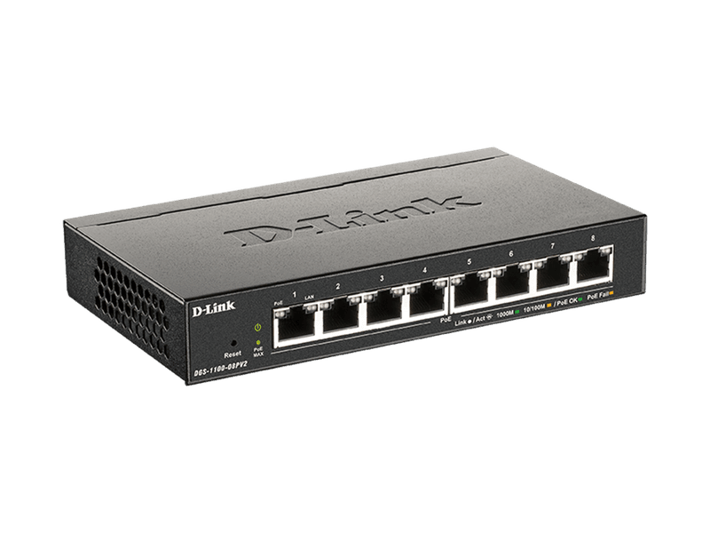 D-Link DGS-1100-08PV2 8-Port PoE+ 64W Gigabit Managed Switch