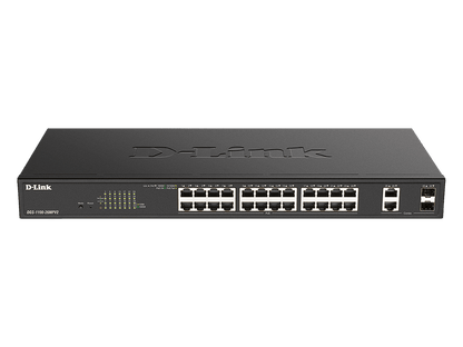 D-Link DGS-1100-26MPV2 26-Port PoE 370W Smart Managed Switch with 24xBASE-T PoE+ and 2x1G RJ45/SFP Combo Ports