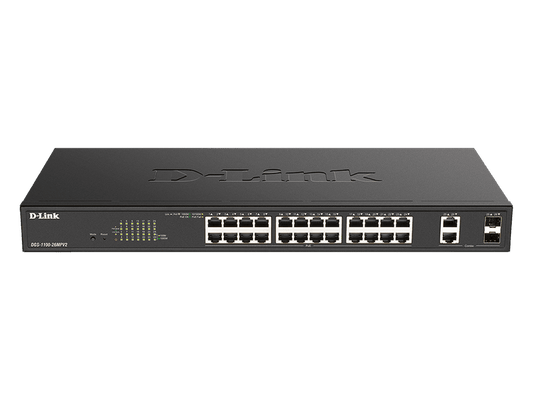 D-Link DGS-1100-26MPV2 26-Port PoE 370W Smart Managed Switch with 24xBASE-T PoE+ and 2x1G RJ45/SFP Combo Ports