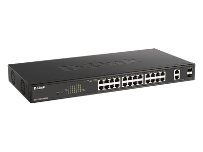 D-Link DGS-1100-26MPV2 26-Port PoE 370W Smart Managed Switch with 24xBASE-T PoE+ and 2x1G RJ45/SFP Combo Ports