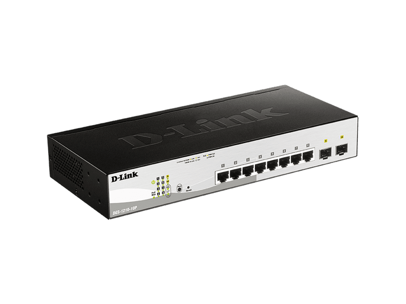 D-Link DGS-1210-10P 10-Port PoE 65W Gigabit Managed Switch with 8xRJ45 PoE/PoE+ and 2x1G SFP