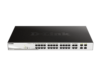 D-Link DGS-1210-28MP 28-Port PoE 370W Gigabit Managed Switch with 24xBASE-T PoE+ and 4x1G RJ45/SFP Combo Ports