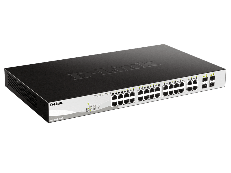 D-Link DGS-1210-28MP 28-Port PoE 370W Gigabit Managed Switch with 24xBASE-T PoE+ and 4x1G RJ45/SFP Combo Ports