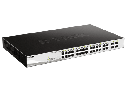 D-Link DGS-1210-28MP 28-Port PoE 370W Gigabit Managed Switch with 24xBASE-T PoE+ and 4x1G RJ45/SFP Combo Ports