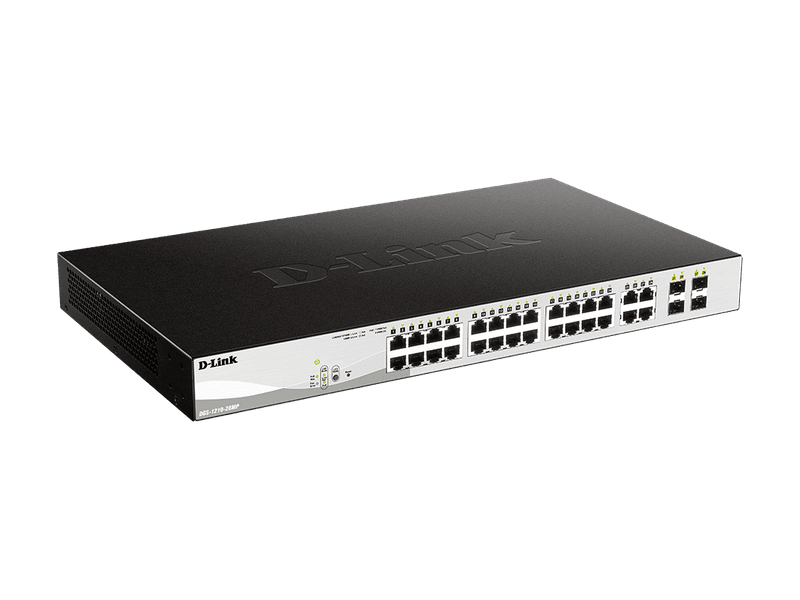 D-Link DGS-1210-28P 28-Port PoE 193W Gigabit Managed Switch with 24xBASE-T PoE and 4x1G RJ45/SFP Combo Ports