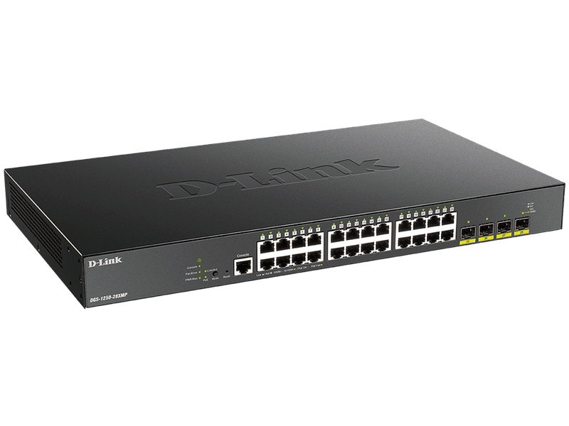 D-Link DGS-1250-28XMP 28-Port PoE Gigabit Managed Switch with 24xBASE-T PoE and 4x10G SFP+ Ports