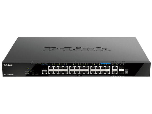 D-Link DGS-1520-28MP 28-Port PoE+ 370W Stackable Smart Managed Switch with 2x10G SFP+/Uplink Ports and 4x2.5G PoE+ Ports
