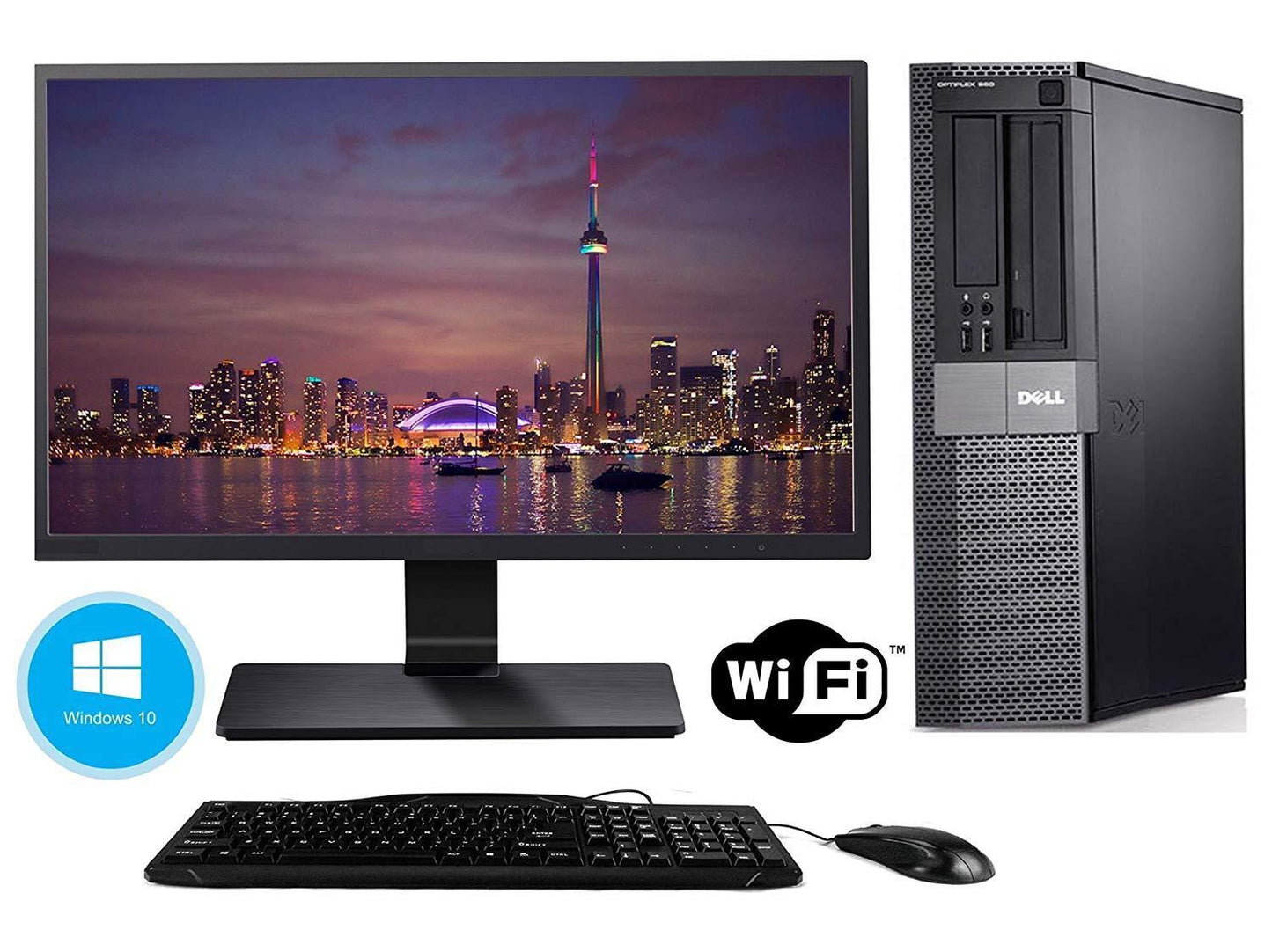 Dell Optiplex 790 Desktop + 22 Inch Dell Monitor~Windows 10 64 Bit ~ Keyboard~Mouse~WiFi Refurbished