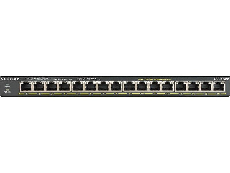 Netgear GS316PP-100AJS SOHO 16-Port Gigabit PoE+ 183W Unmanaged Switch