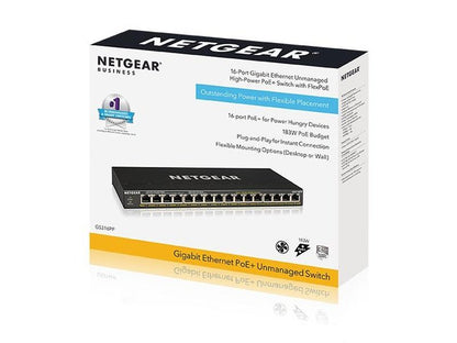 Netgear GS316PP-100AJS SOHO 16-Port Gigabit PoE+ 183W Unmanaged Switch