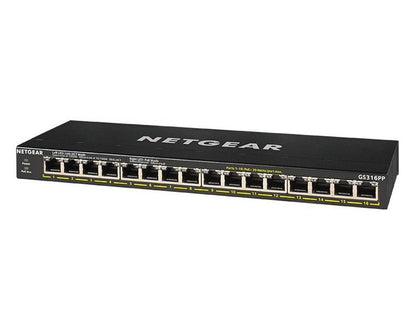 Netgear GS316PP-100AJS SOHO 16-Port Gigabit PoE+ 183W Unmanaged Switch