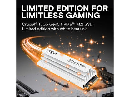 Crucial  T705 PCIe Gen5 NVMe M.2 SSD with Limited Edition White Heatsink 2TB