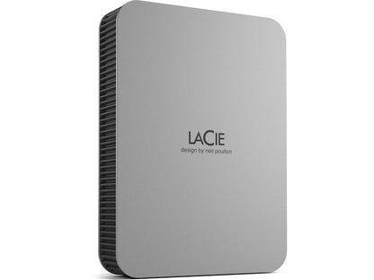Lacie Mobile Drive V2 External Portable 4TB USB-C Moon Silver 3Yr