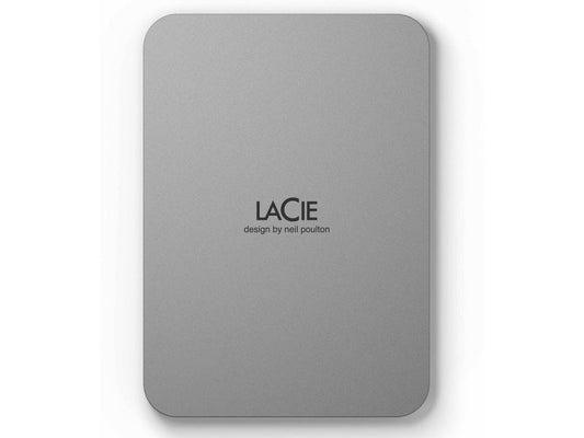 Lacie Mobile Drive V2 External Portable 5TB USB-C Moon Silver 3Yr