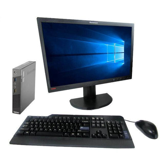 Lenovo ThinkCentre M93P (USFF) Tiny Desktop PC & Monitor (BUNDLE) | Lenovo 24-inch Monitor (FHD) | Intel Core i5-4590T (Quad-Core) up to 3.6GHz | 16GB RAM | 256GB SSD | WIFI | Keyboard and Mouse | Windows 10 Pro | VGA + DP | 1 Year Warranty