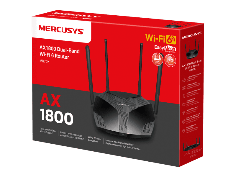 Mercusys MR70X AX1800 Dual Band WiFi 6 Router